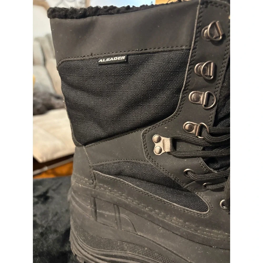 Aleader Mens Winter Snow Boots 200g 3M Thinsulate Water Resistant Black Size 9